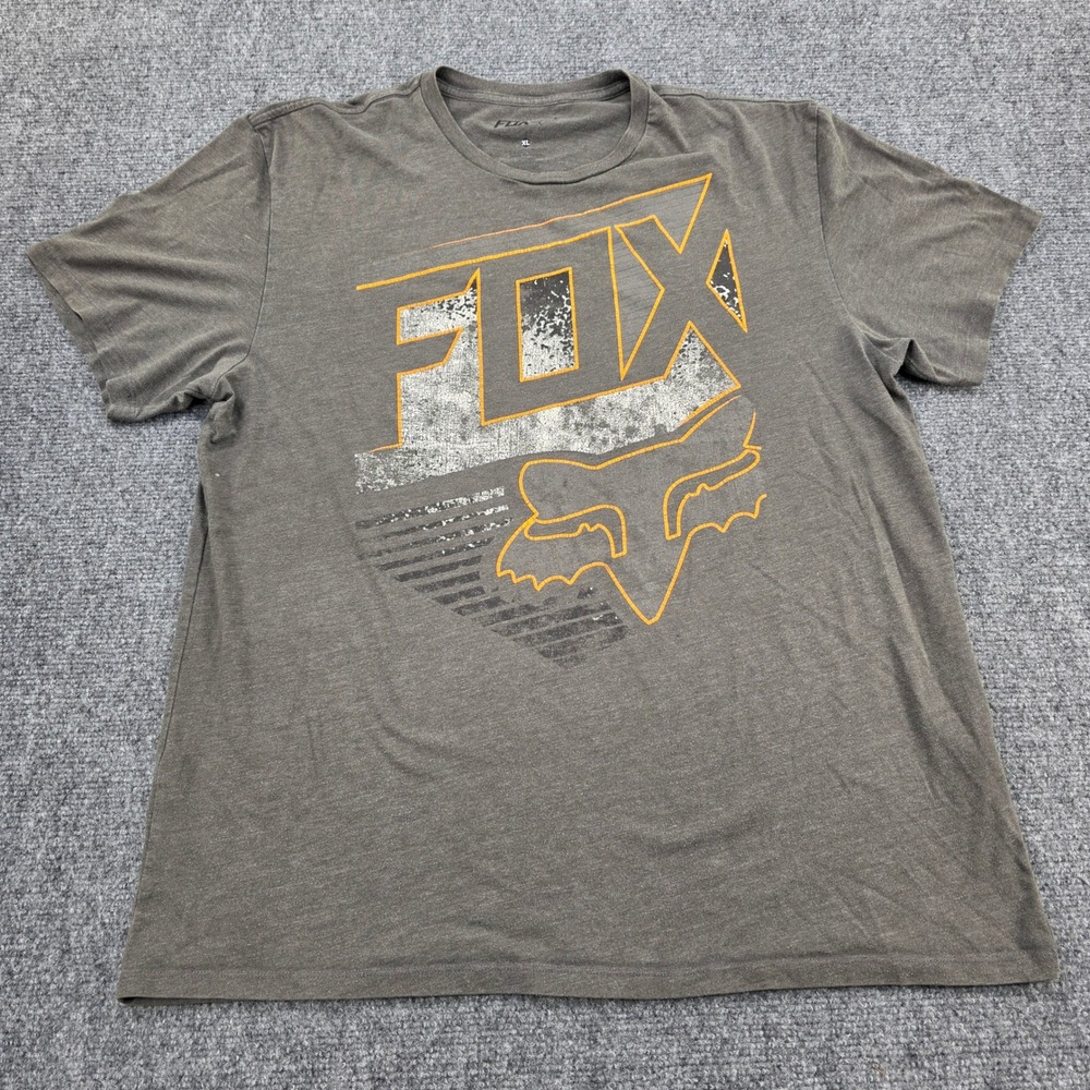Fox Racing‎ Men's Graphic T-Shirt Short Sleeve Charcoal Gray XL Y2K